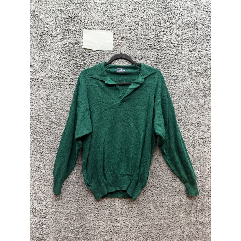 Vintage 90's Ermenegildo Zegna Knitted Wool Pullover Polo Sweater Green Size S